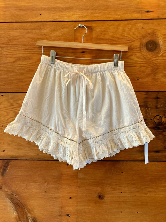 Christy Dawn White Cassia Pearl Eyelet Lace-Trim Shorts - Size S - 0312IG