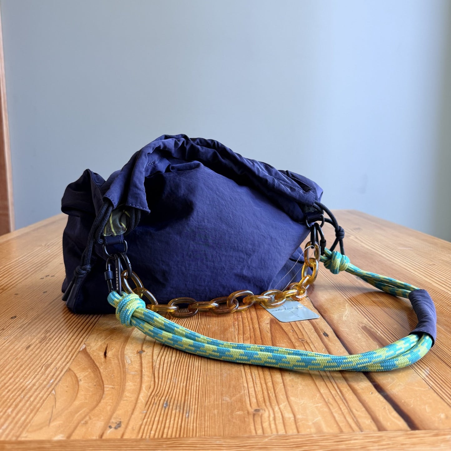 Rotunda Black Rope Strap & Amber Chain Tote Sant Hobo Bag - 0929LL