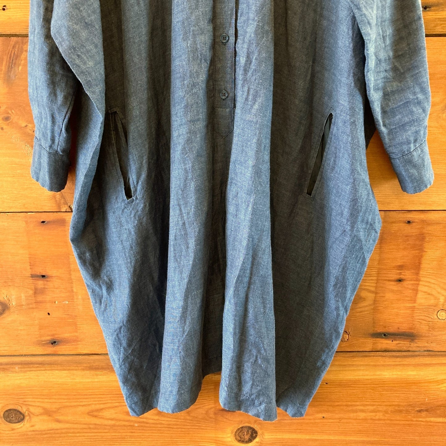 Reality Studio Dark Blue Chambray Loose Fit Linen Romper - Size S - 0613IM