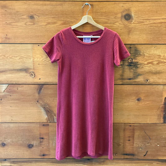 Jungmaven Dark Red Short Sleeve Hemp Organic Cotton Dress - Size XS - 1220MM