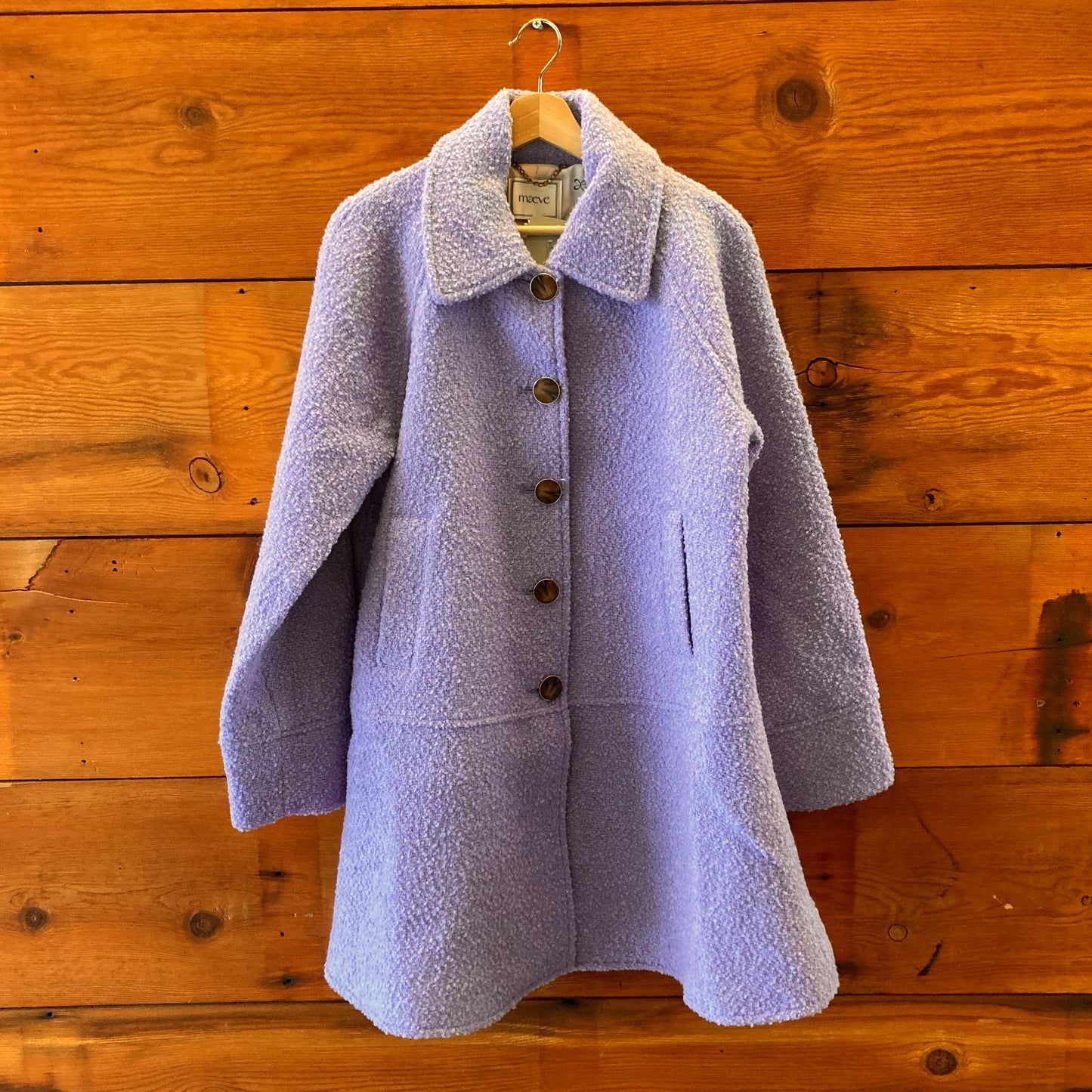 M - Maeve Anthropologie Lavender NEW $198 Wool Blend Drop-Waist Coat 0715DP