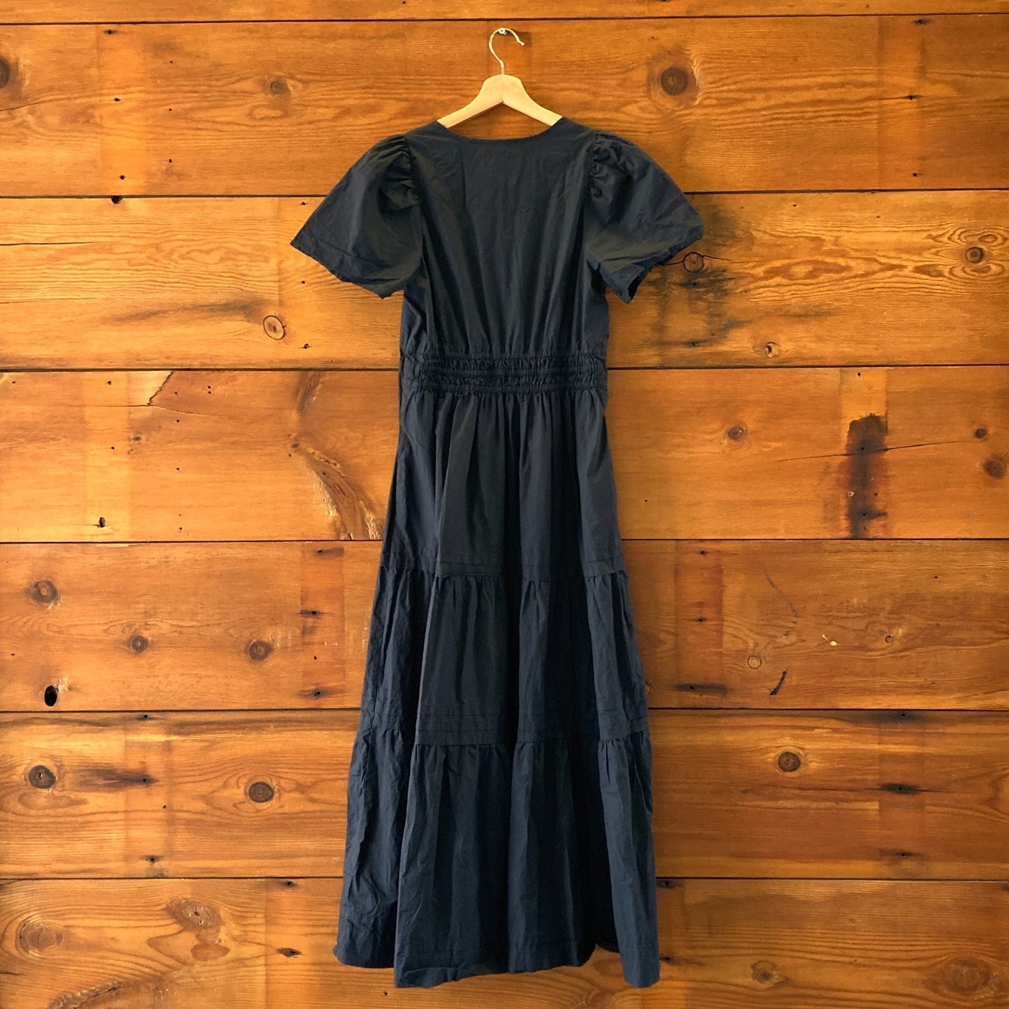 by Anthropologie Black Poplin Cotton Somerset Midi Dress - Size L - 4427SC