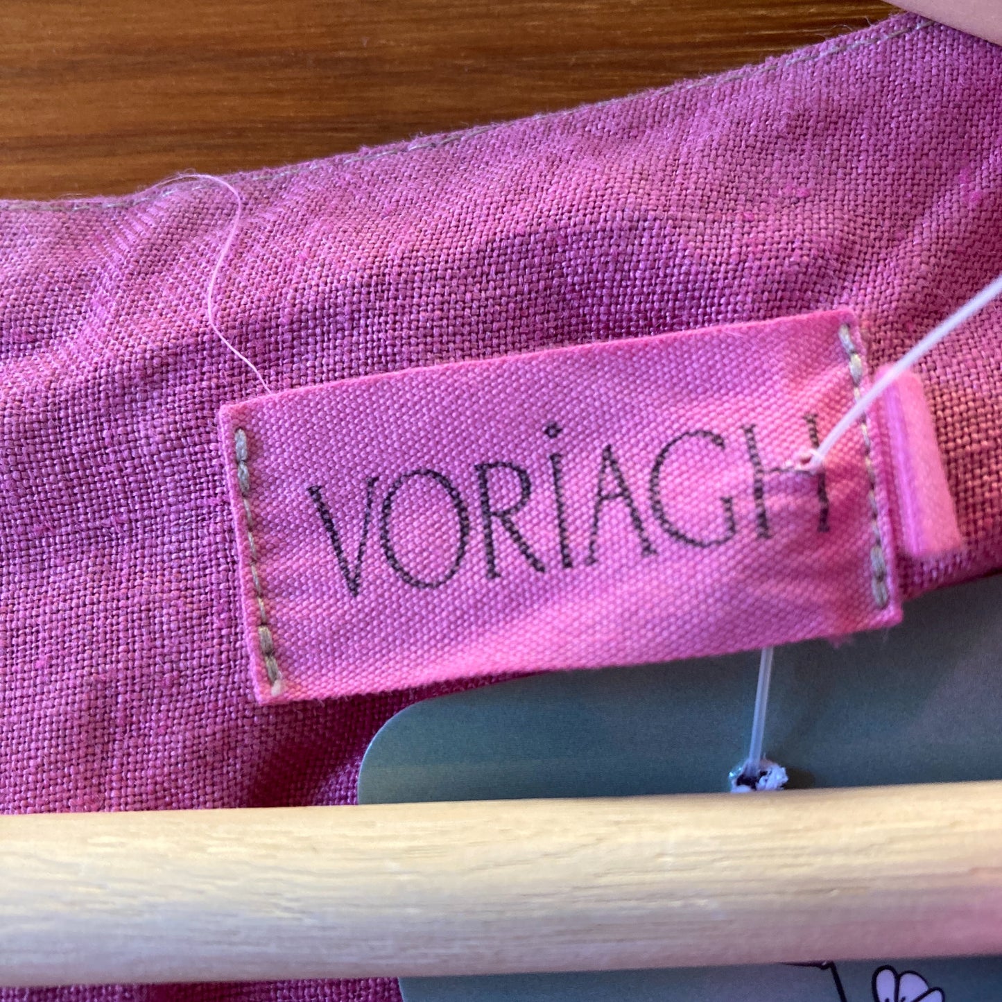 Voriagh Pink LInen Tie Front Short Sleeve Jumpsuit - Size M / L - 0617RF