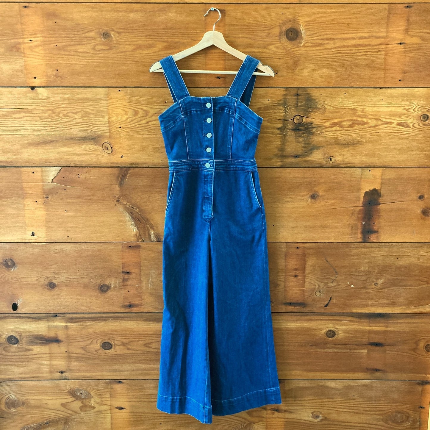 Maeve Anthropologie Denim Button-Up Wide Leg Colette Jumpsuit - Size 2 - 0312IG