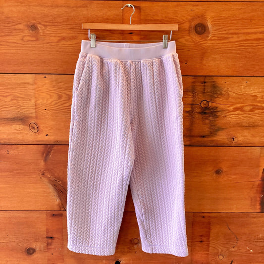 XS - Ali Golden Lilac Purple Quilted Textured Pull-On Ankle Crop Pants 0830AD