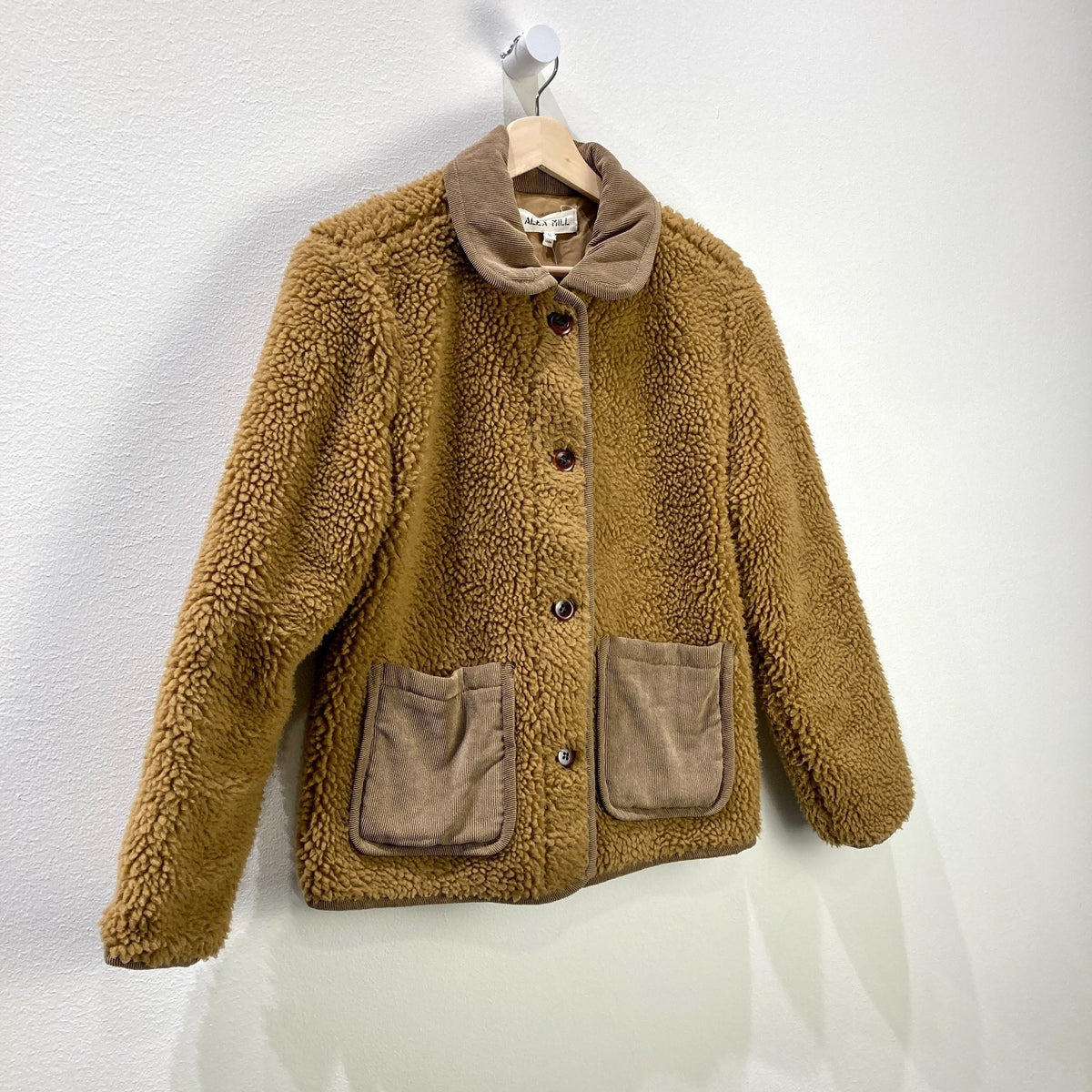 Alex Mill Tan Brown Sherpa Button Up Boxy Work Jacket Coat - Size S - 0606RO