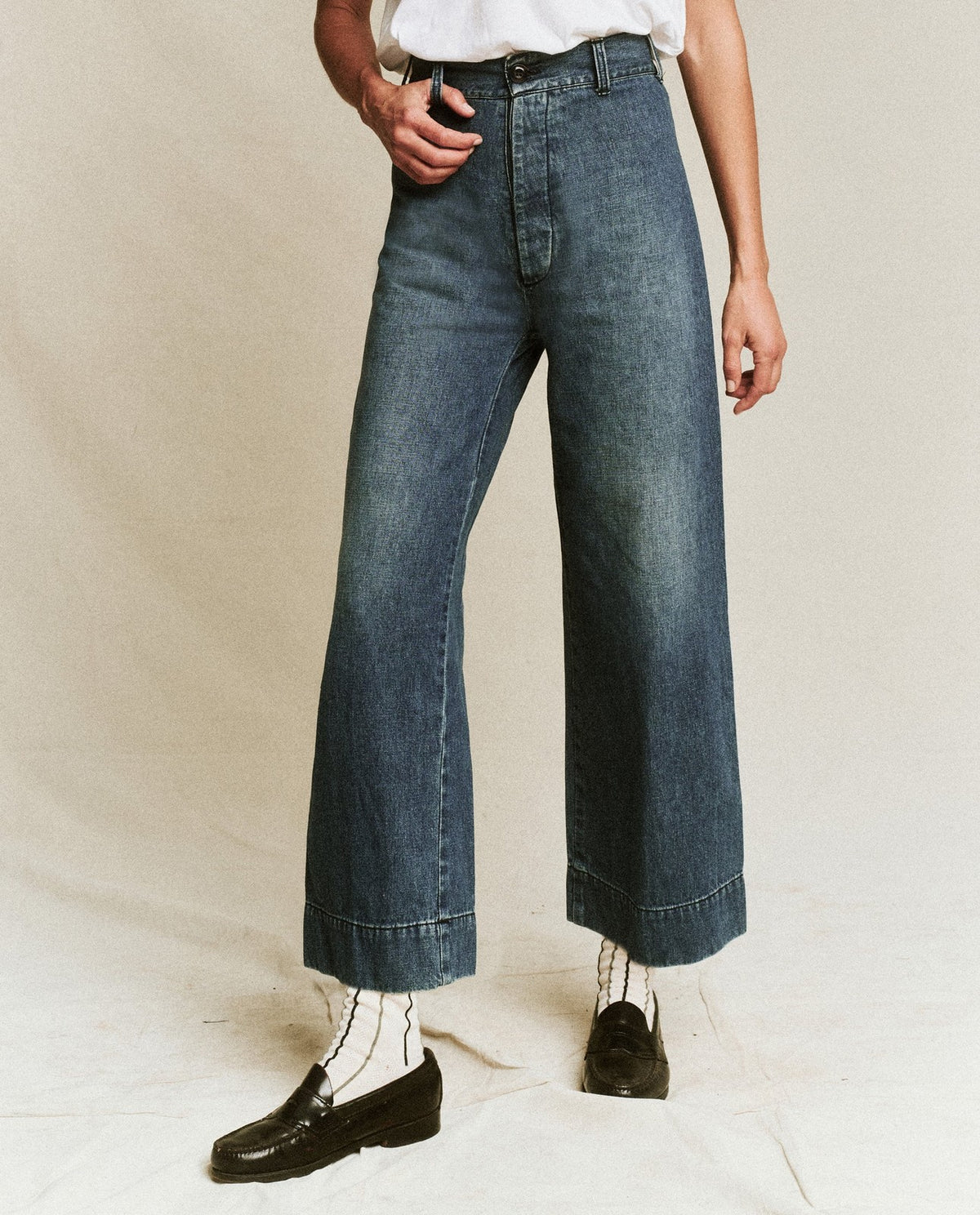 THE GREAT. Seafair Wide Leg High Rise Denim Blue Jeans - Size 29 - 0715MW
