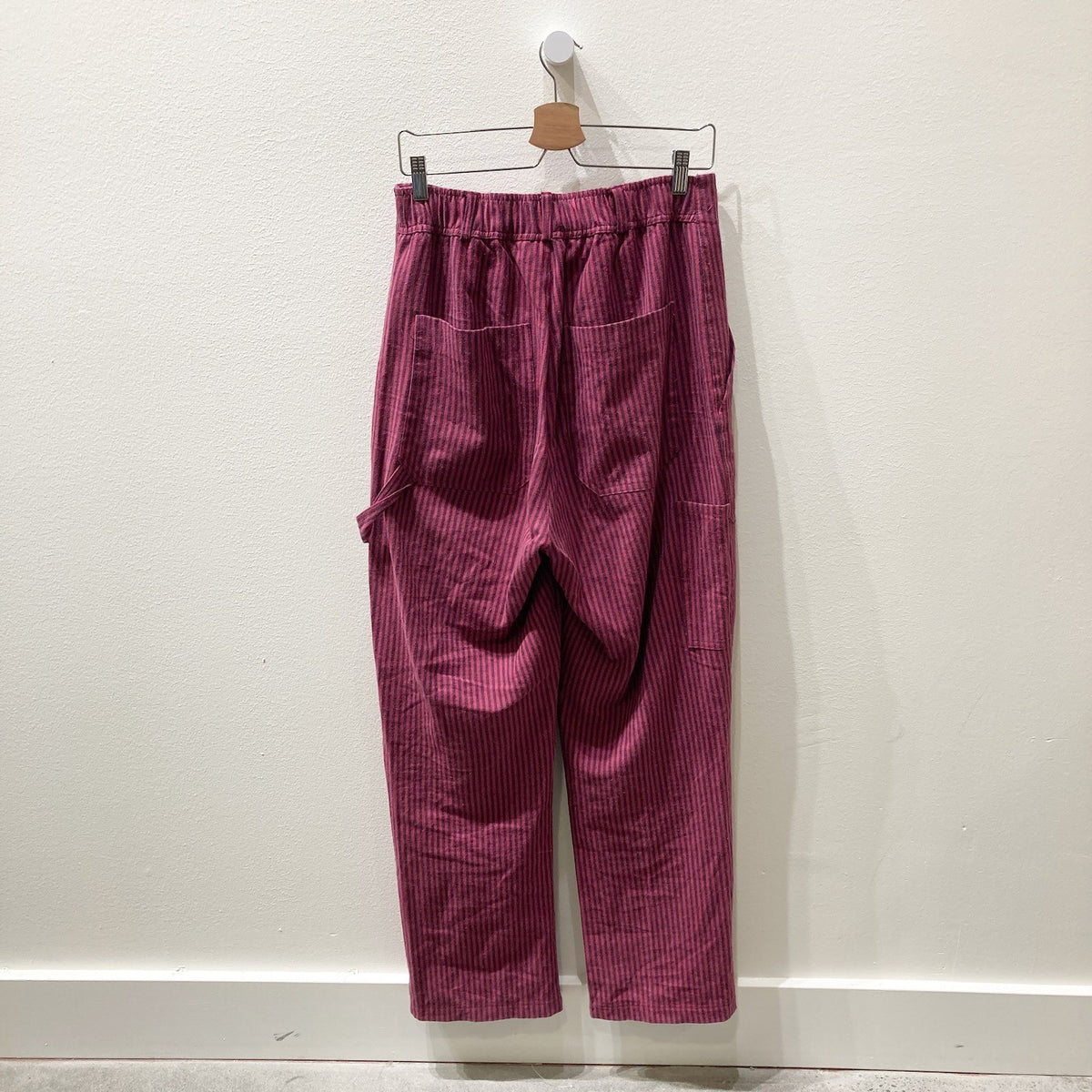 Back Beat Magenta Striped High Rise Pull On Utility Pants - Size L - 0607CC
