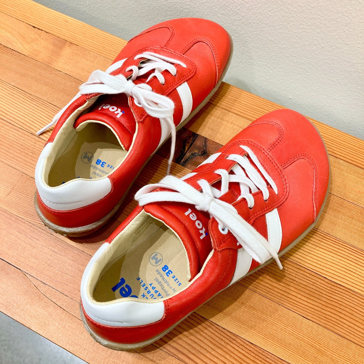 Koel Red Leather Barefoot Sneakers ILA Napa Shoes - Size 38 / 7.5 - 1107MB