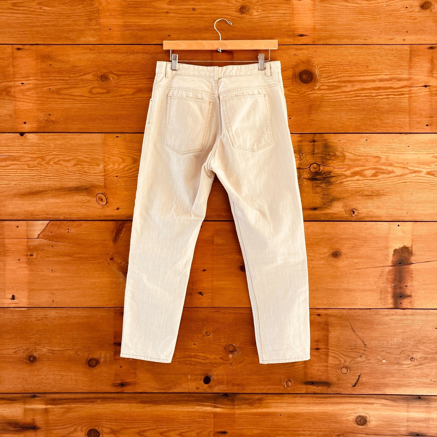 40 / 8 - Isabel Marant Cream Rigid Denim Straight Leg  Womens Jeans 1030SF