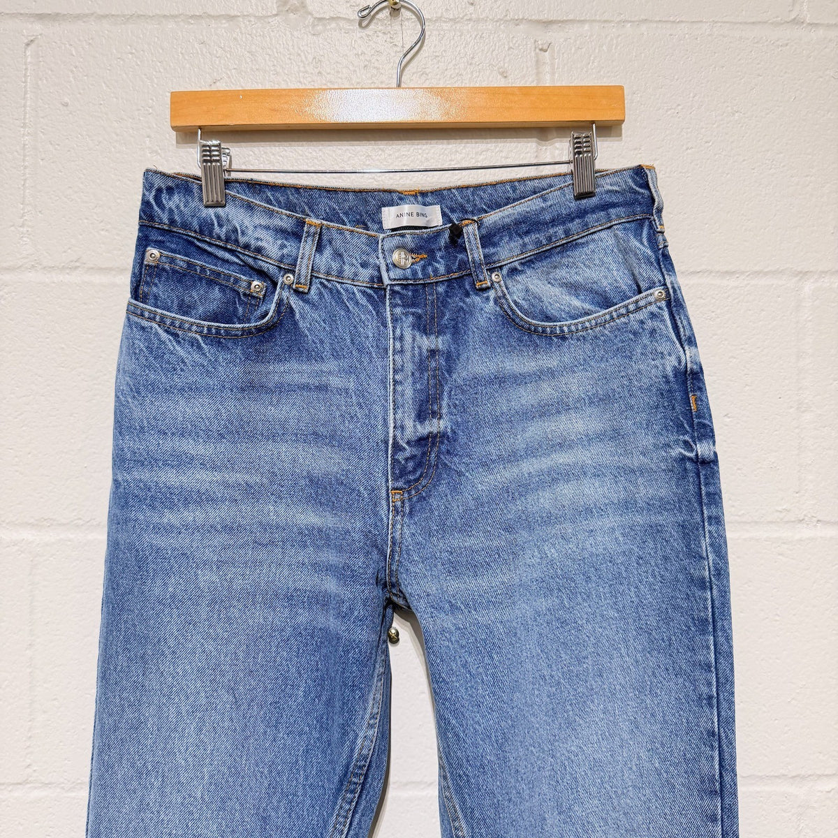 Anine Bing $229 Medium Wash Front Slit Roxanne Jeans - Size 30 - NEW - 1103ES
