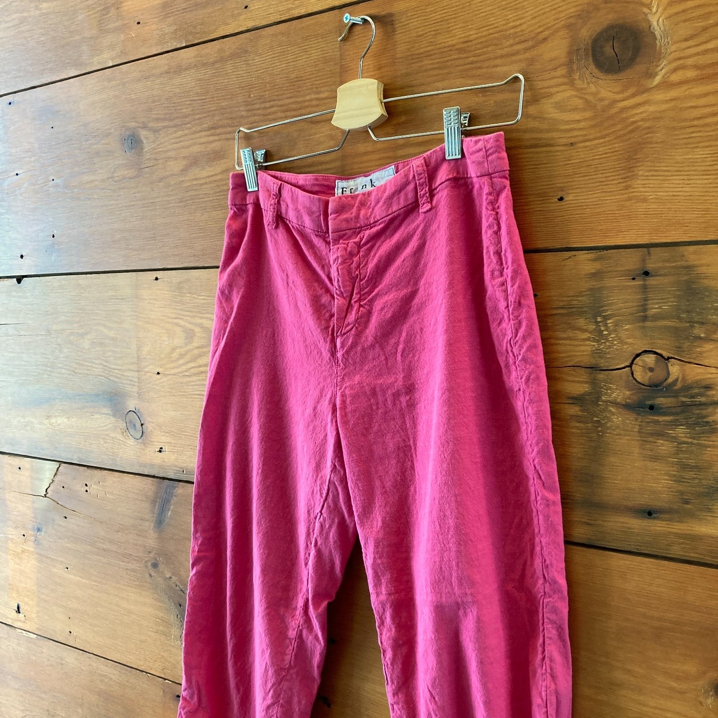 Frank & Eileen Bright Pink Kinsale Cotton Flax Fray Hem Pants - Size 6 - 0721DK