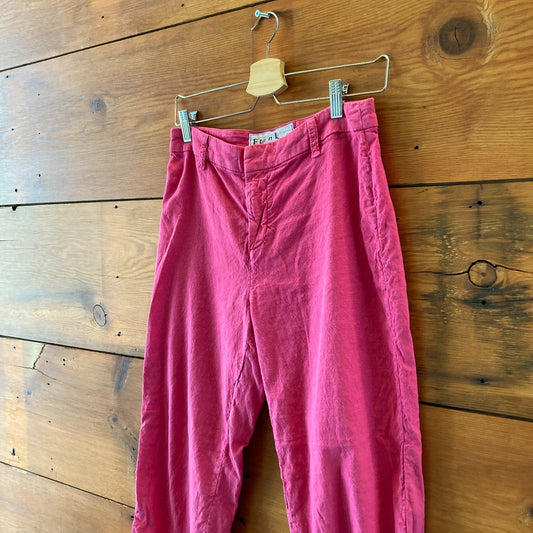 Frank & Eileen Bright Pink Kinsale Cotton Flax Fray Hem Pants - Size 6 - 0721DK
