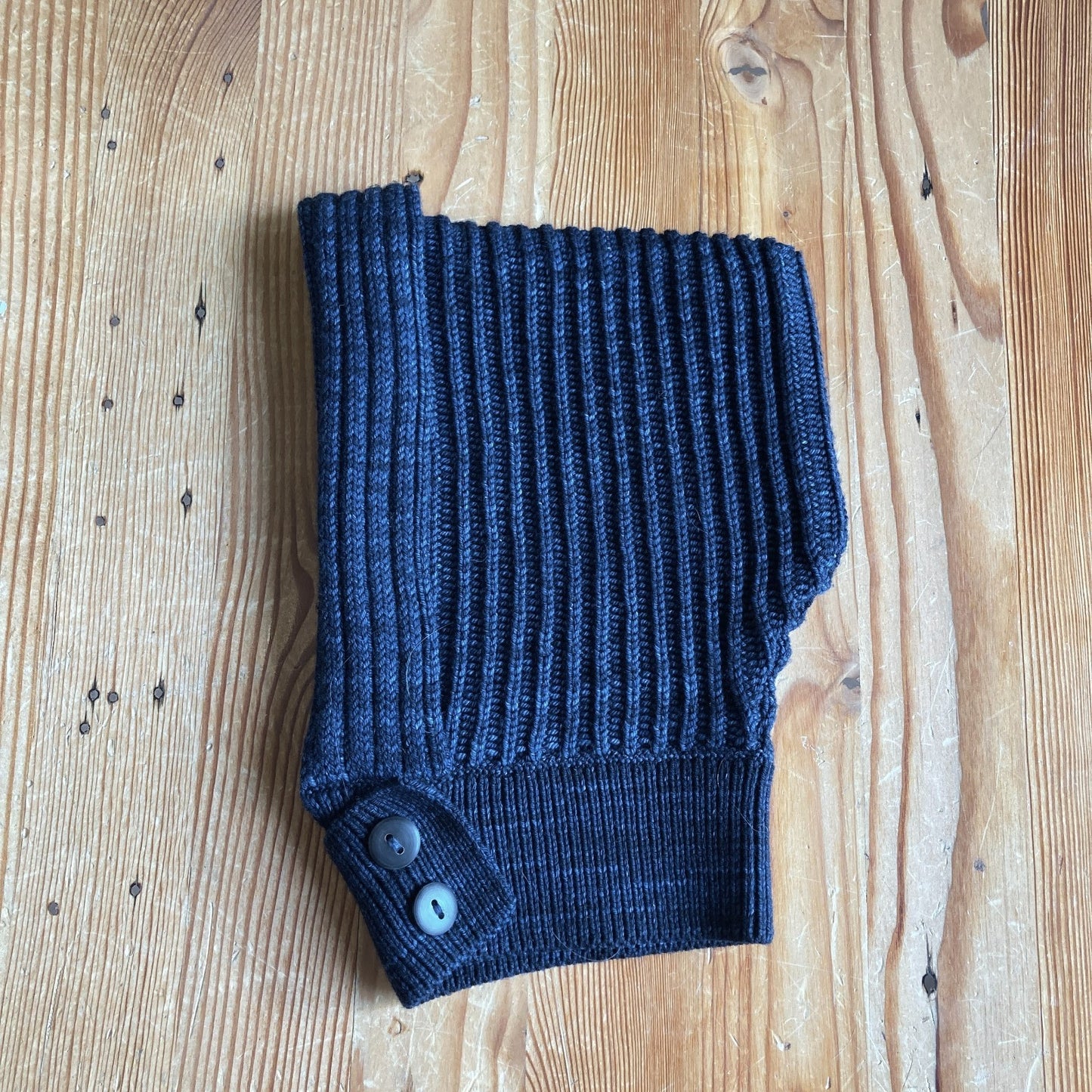 O/S - Misha & Puff Dark Blue 100% Merino Wool Fisherman Hood 0312IG