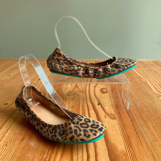 Tieks by Gavrieli Leopard Leather Ballet Flats Foldable Shoes - Size 7 - 0828AM
