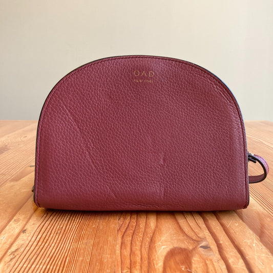 OAD New York Burgundy Leather Zip Around Crossbody Purse - 0416JW