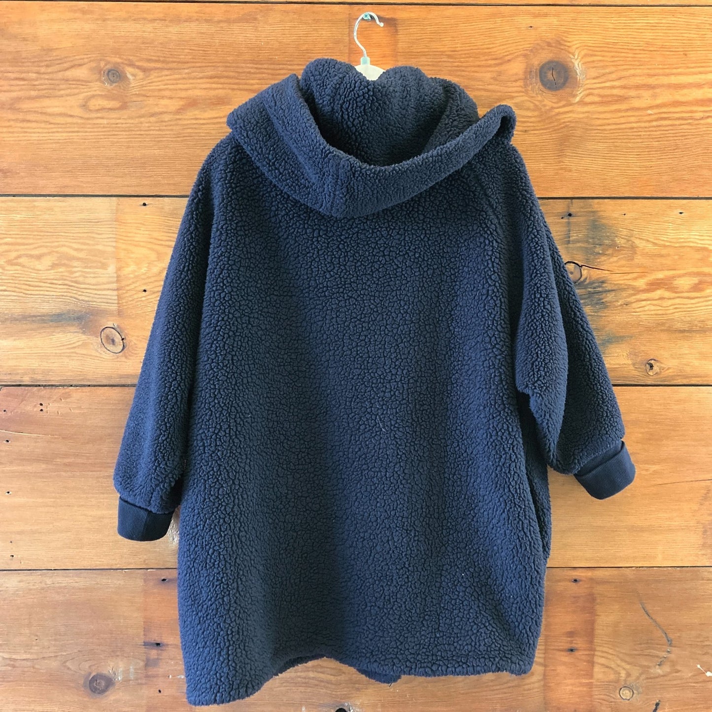 OS - Hatch Navy Maternity Asymmetric Coco Faux Sherpa Fleece Wrap Jacket 0620AK