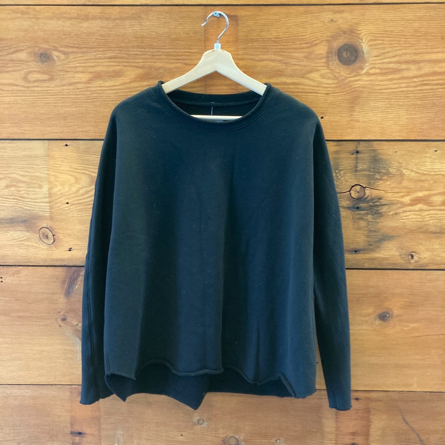 Frank & Eileen $218 Black Tee Lab Raw Hem Capelet Sweatshirt - One Size - 4427SC