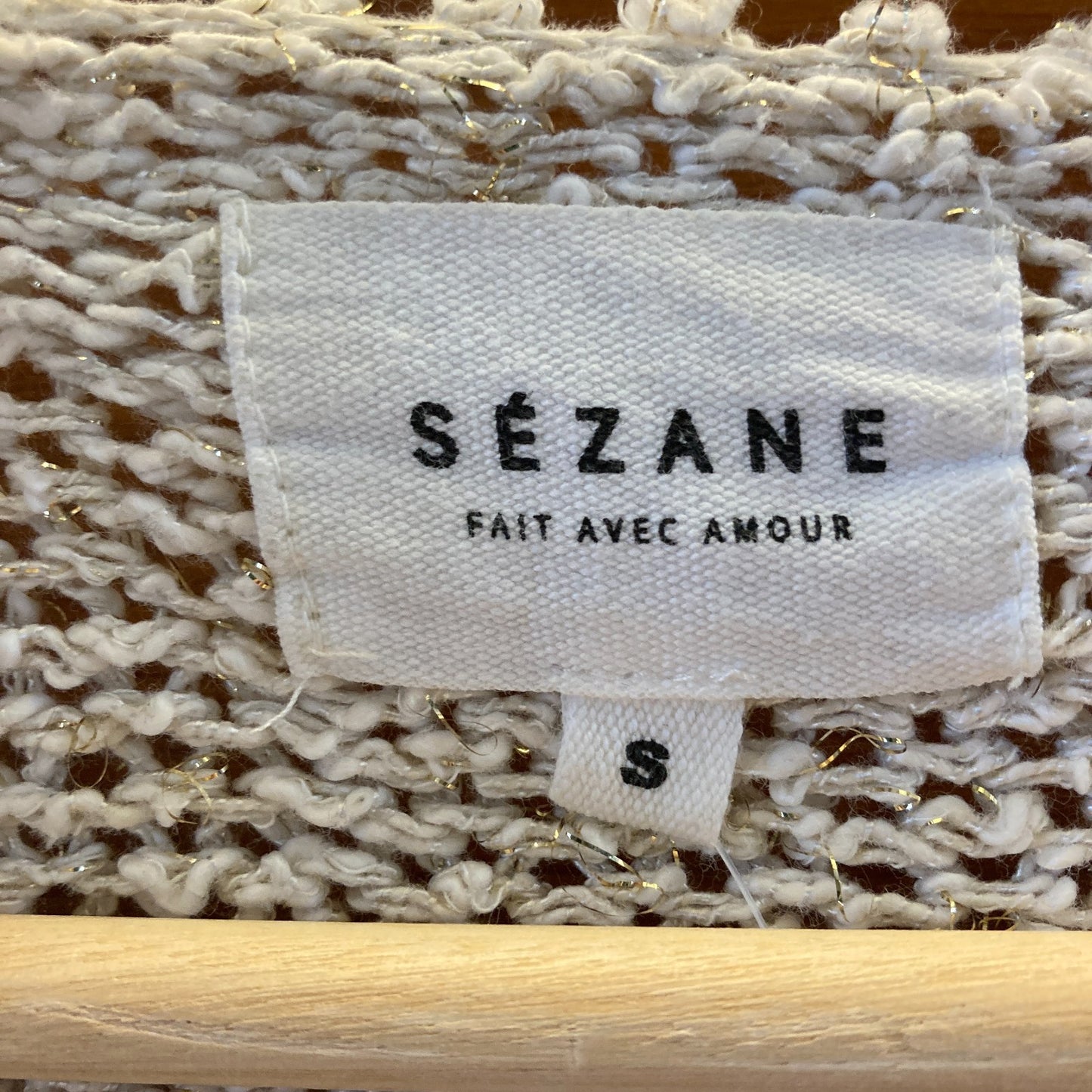 S - Sezane Pink White Metallic Wavy Striped Pullover Sweater 0121CF