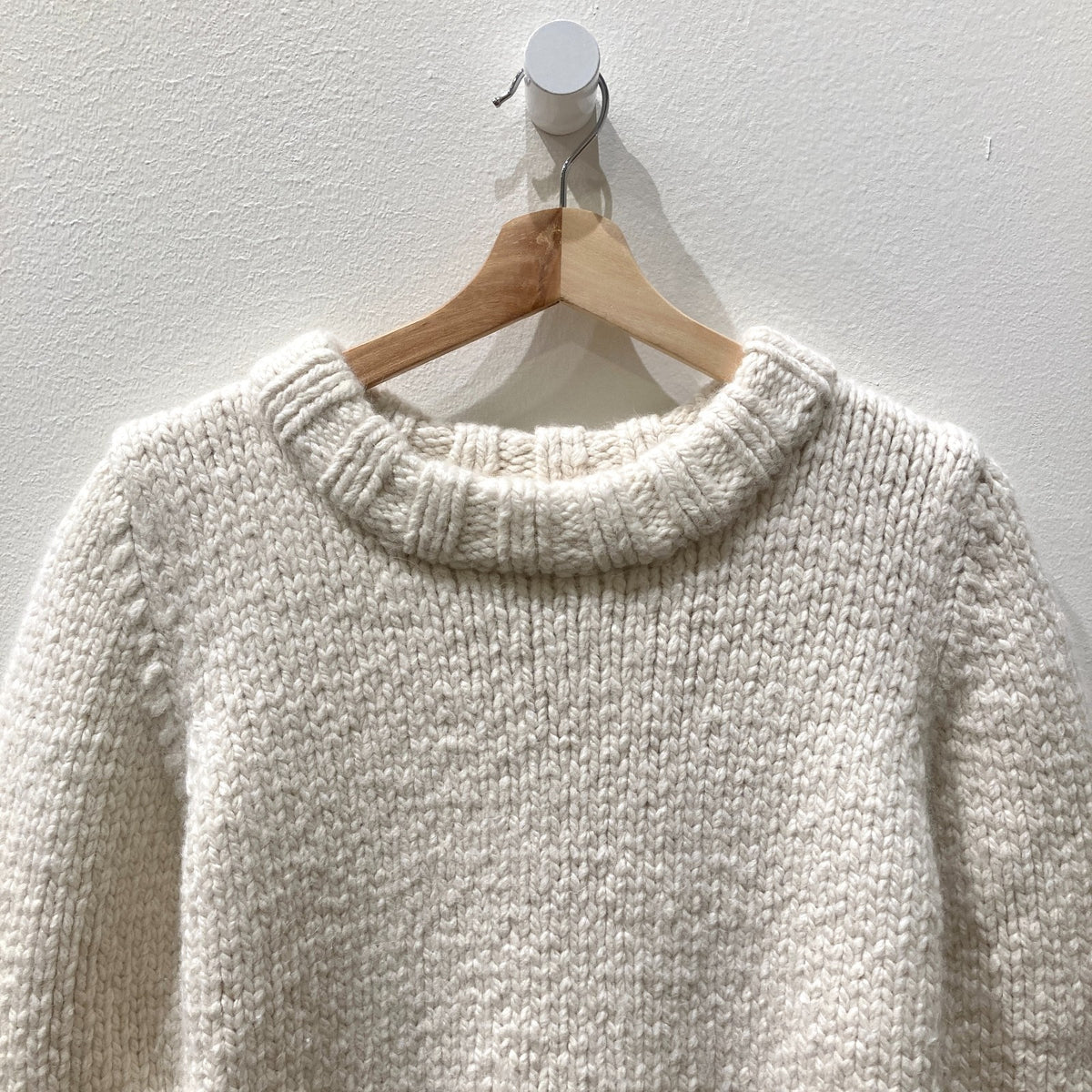 Caron Callahan Ivory Chunky Knit Heavy Alpaca Pullover Sweater - Sz XS - 1125KG
