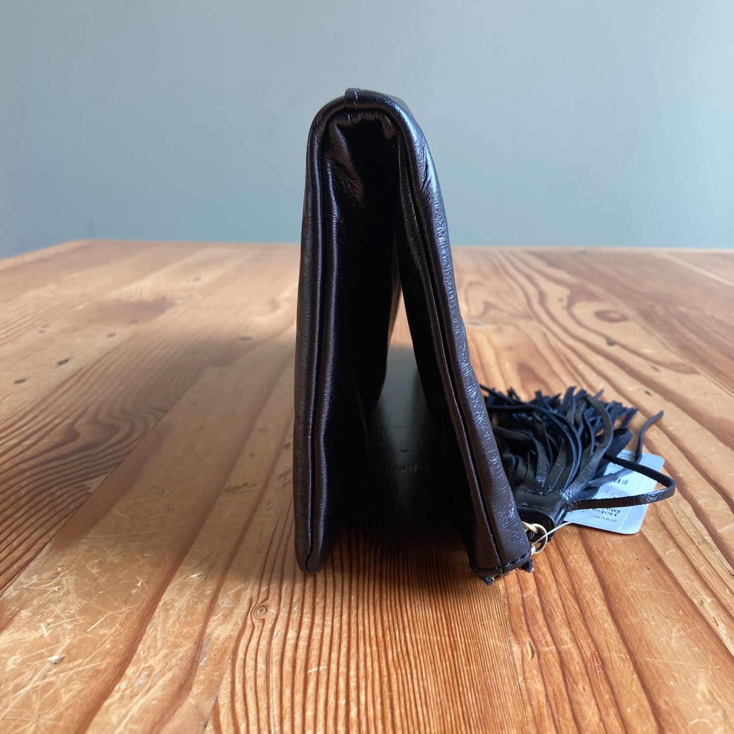 Hobo International Black Leather $168 Raine Foldover Clutch Bag - 0706KS