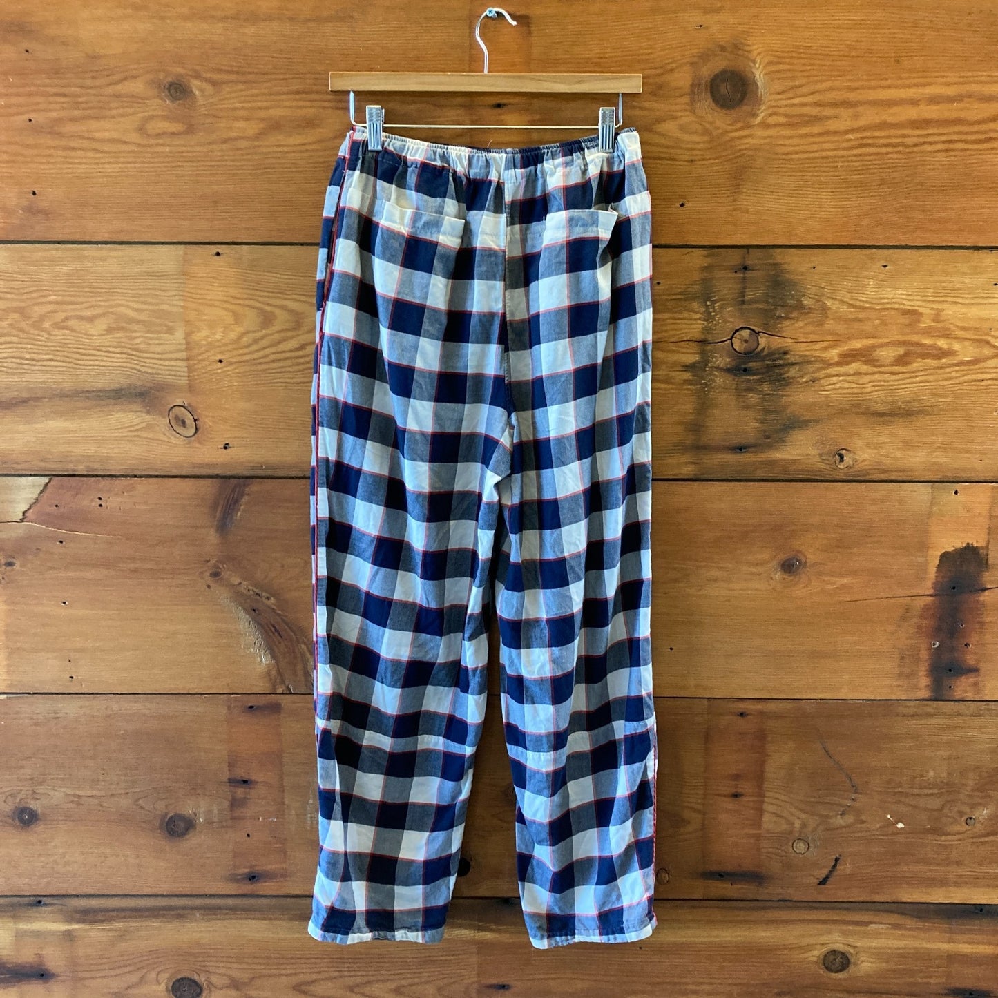 LUNYA Navy Check Flannel Pajama Shirt Shorts Pants 3 Piece Set - Size S - 0312IG