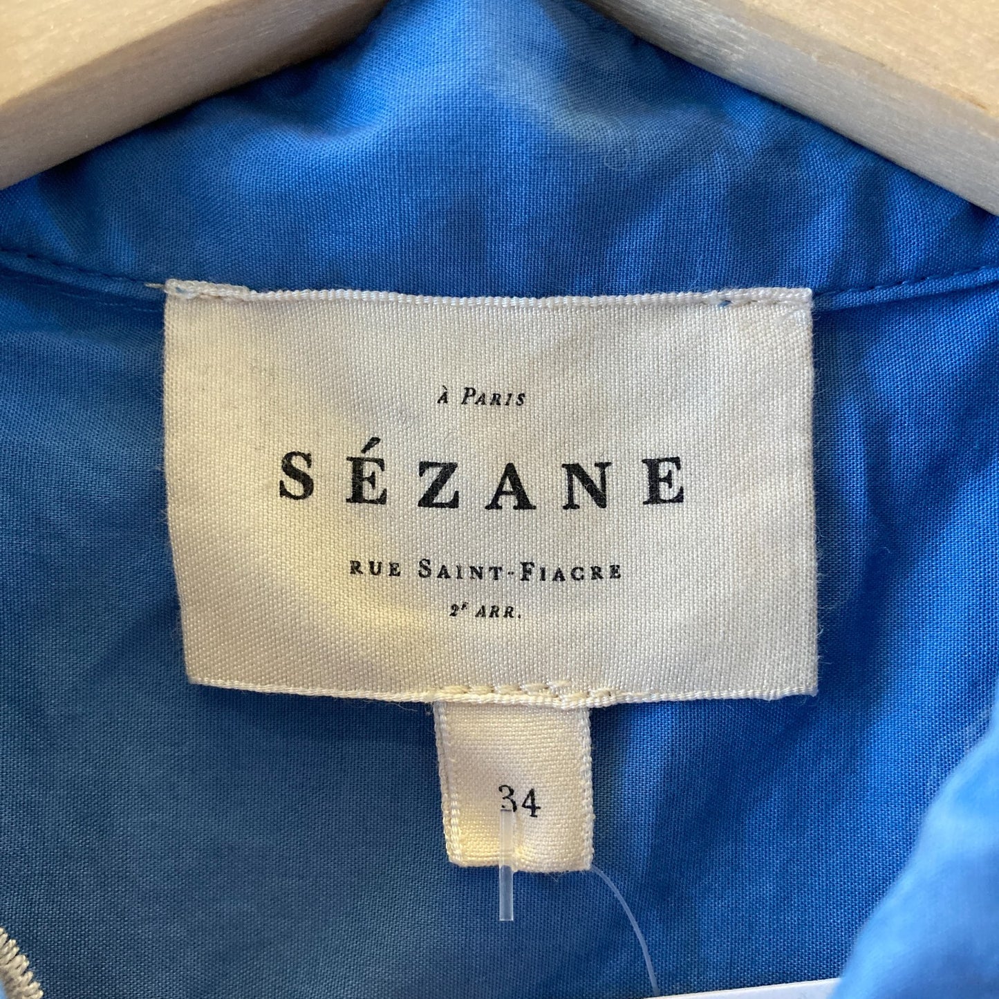 34 / XS - Sezane Blue White Eyelet Embroidery Short Sleeve Elvira Top 0717SM