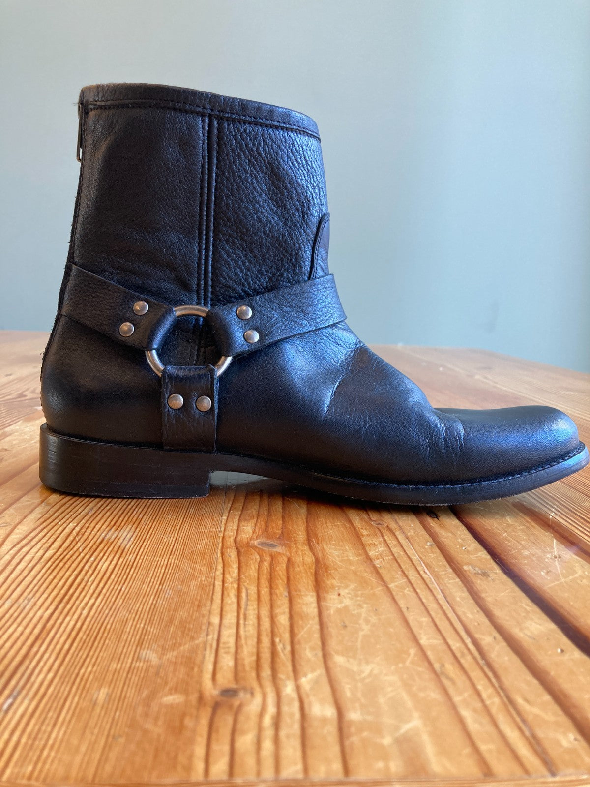 Frye Black Leather Phillip Harness Short Boots - Size 9 - 0322MA