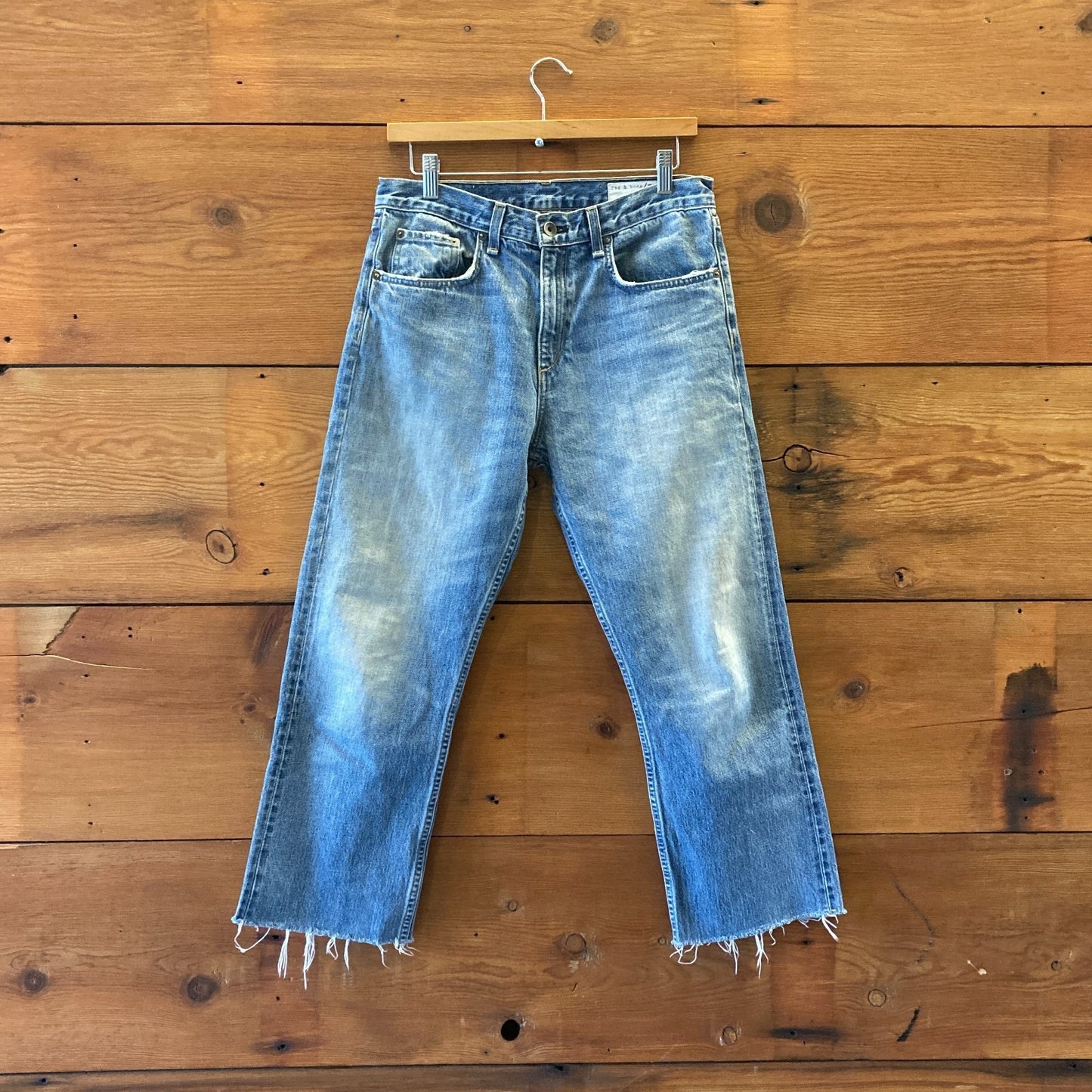 28 - Rag & Bone Flexi Sofie Willow Wash Wide Leg Frayed Hem Jeans 0102JM
