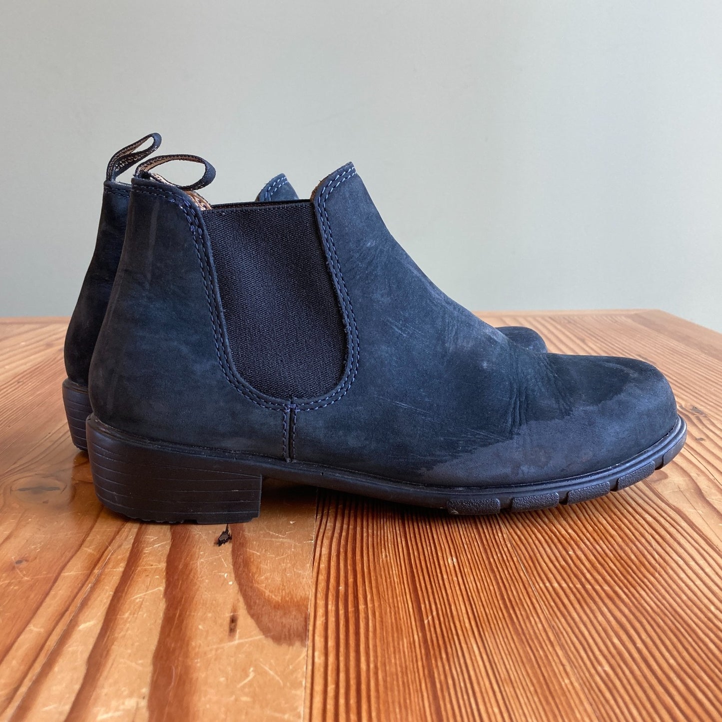 8.5 - Blundstone Navy Blue Nubuck Suede Leather Chelsea Ankle Boots 0419KM