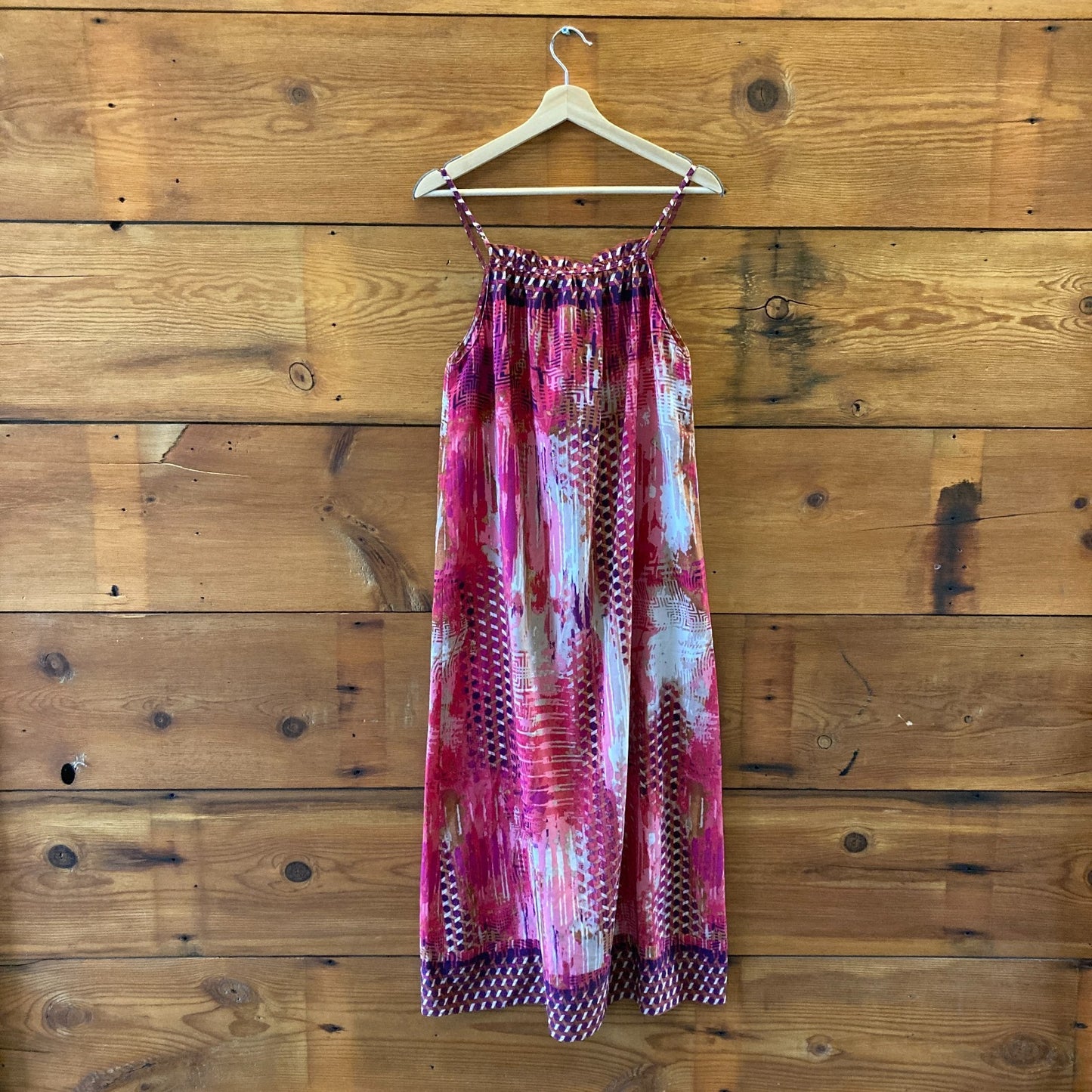 Oscar De La Renta Pink Purple Printed Slip Maxi Dress - Size S - 0920PW