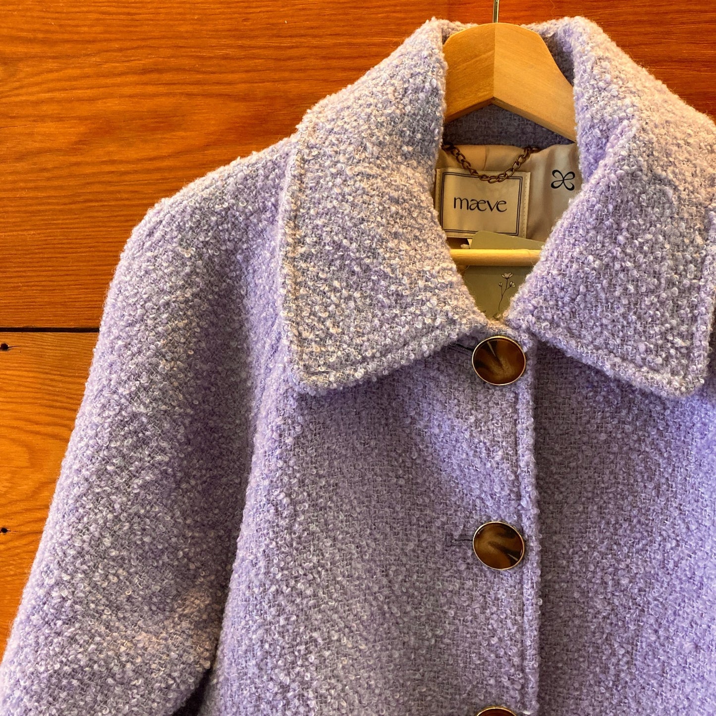 M - Maeve Anthropologie Lavender NEW $198 Wool Blend Drop-Waist Coat 0715DP