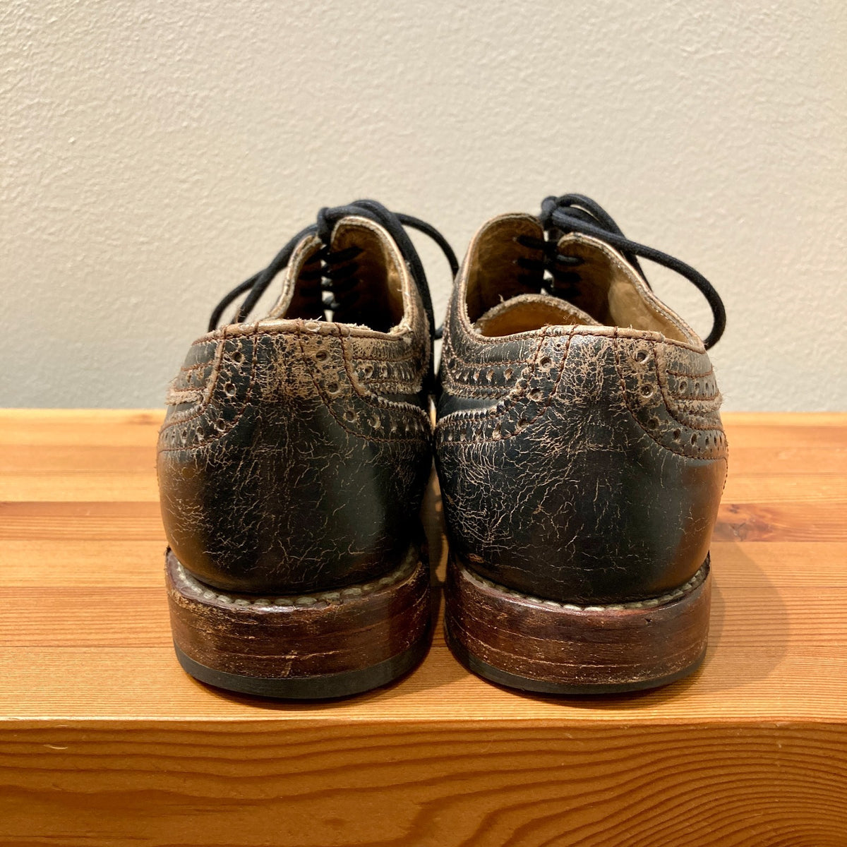 Bed Stu Distressed Black Leather Lita Cobbler Oxford Shoes - Size 10 - 0530JF