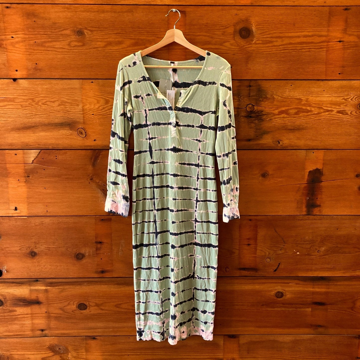 YFB Young Fabulous & Broke NEW Tie Dye Ribbed Henley Dress - Size M - 0710MG
