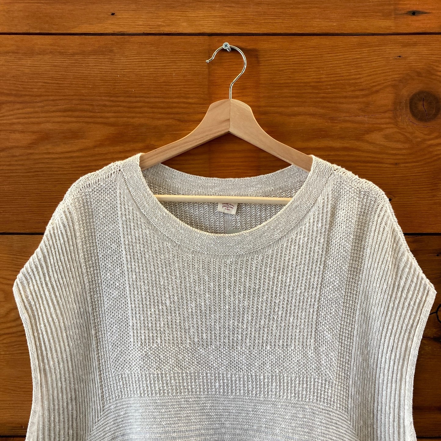 Tamaki Niime Light Gray Cap Sleeve Ribbed Knit Sweater Top - One Size - 0223LA
