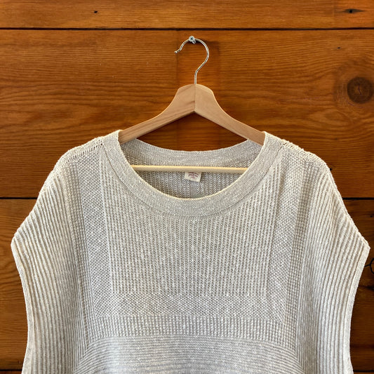 Tamaki Niime Light Gray Cap Sleeve Ribbed Knit Sweater Top - One Size - 0223LA