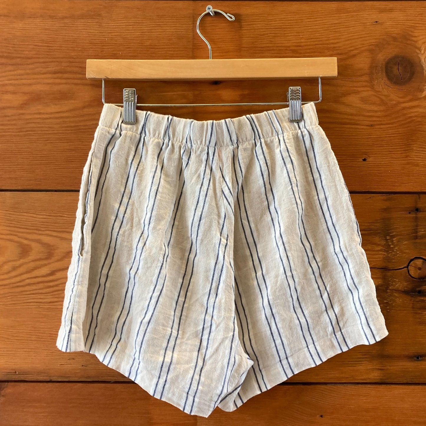 Jem! Tan White Navy Striped DeadstockFabric Pull-On Shorts - Size XS - 0312IG