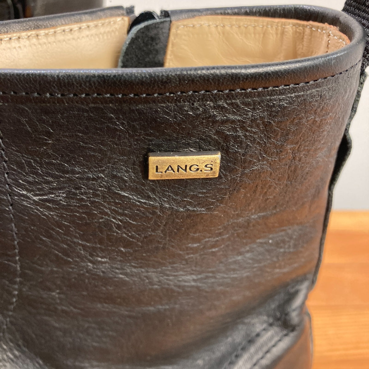 Lang.S Kombat Black Leather Side Zip Barefoot Laced Boots - Size 38 / 8 - 1107MB