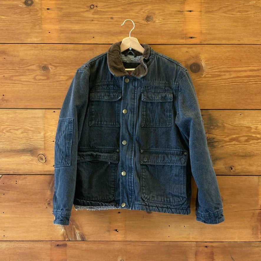 Wrangler Black Wash Denim Sherpa Lined Vintage 90s Jacket - Mens Size S - 0312IG