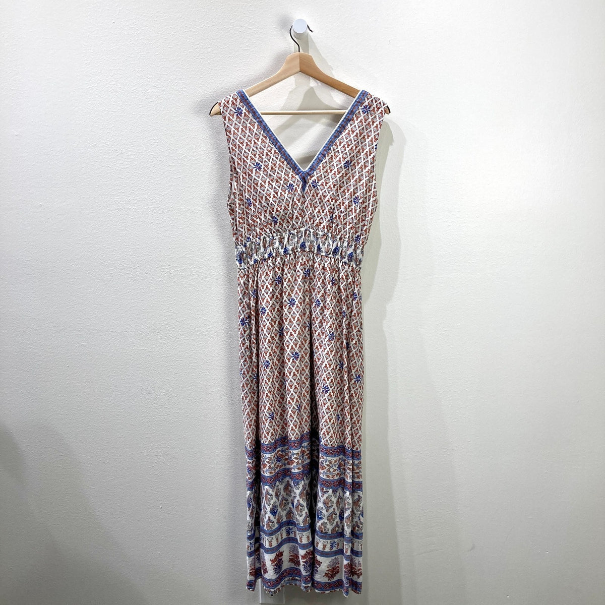 Xirena White Patterned Sleeveless Cotton Midi Length Dress - Size M - 0930AC