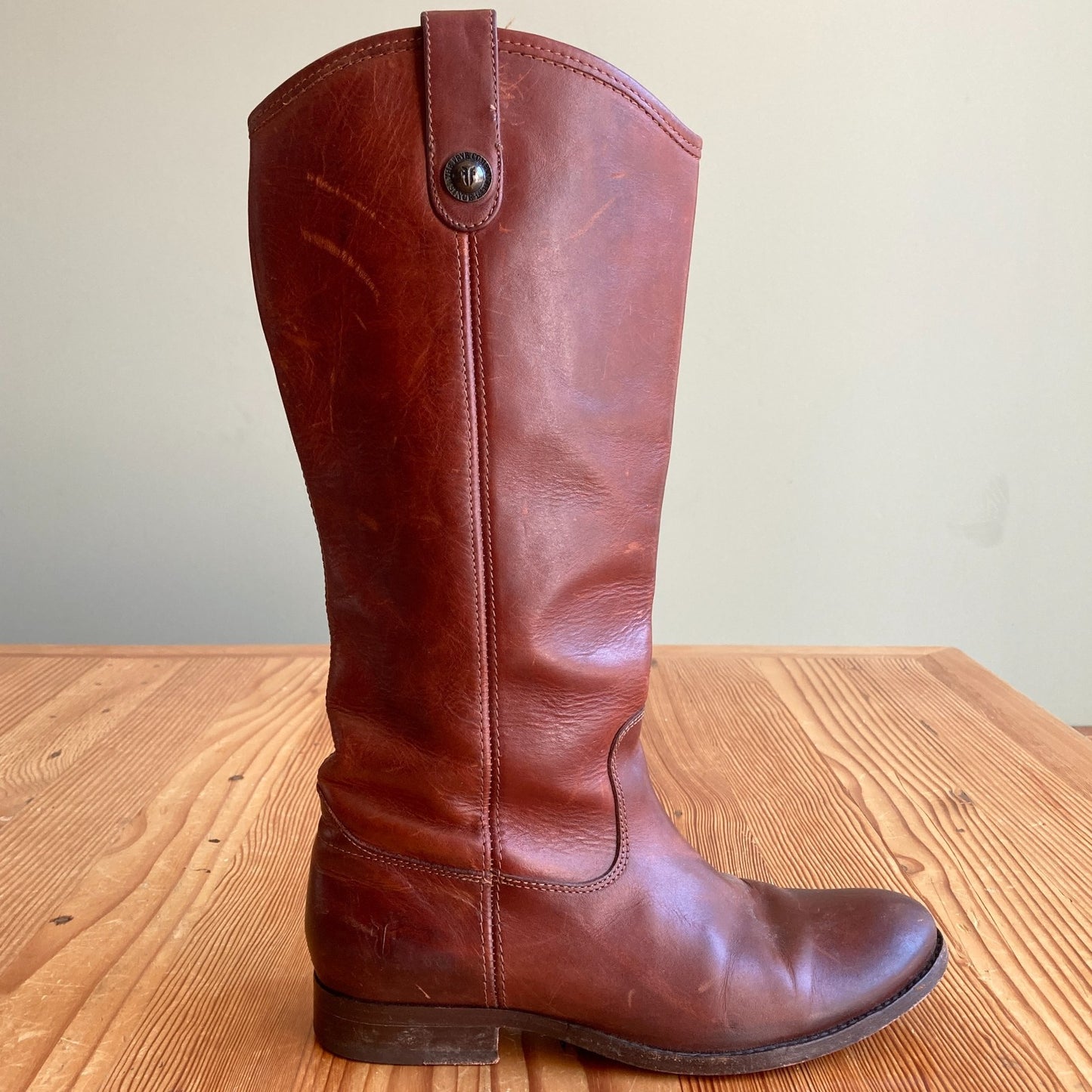 Frye Brown Leather Melissa Button Knee-High Riding Boots - Size 9.5 - 1103ES