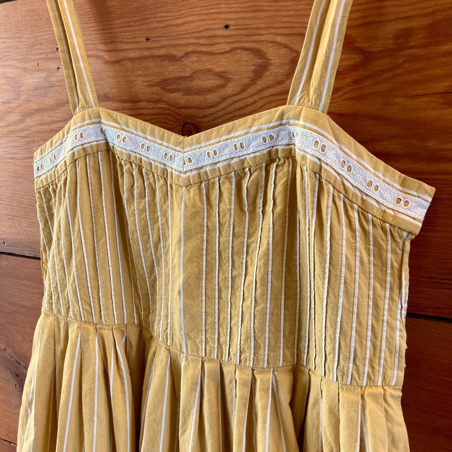 The Great. Yellow Striped Laurel Sweetheart Midi Dress - Size 1 / S - 0607MK