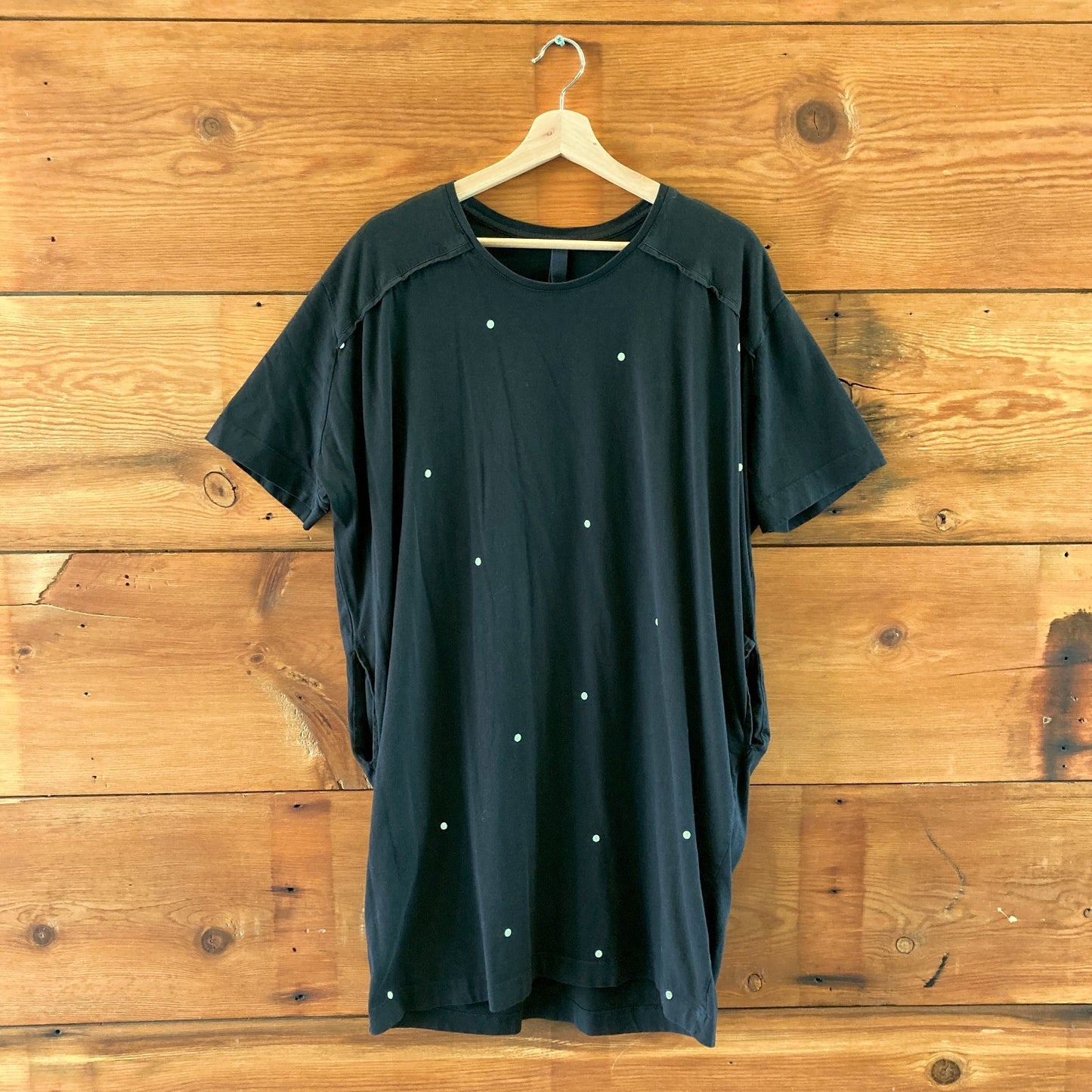 KowTow Black w/ White Dots Short Sleeve T-Shirt Tunic Dress - Size L - 1019HV