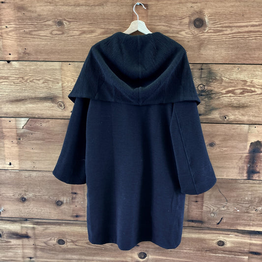 Ruti Black Hooded Eclipse Textured Cocoon Wrap Jacket - Siz S / M  - 4427SC