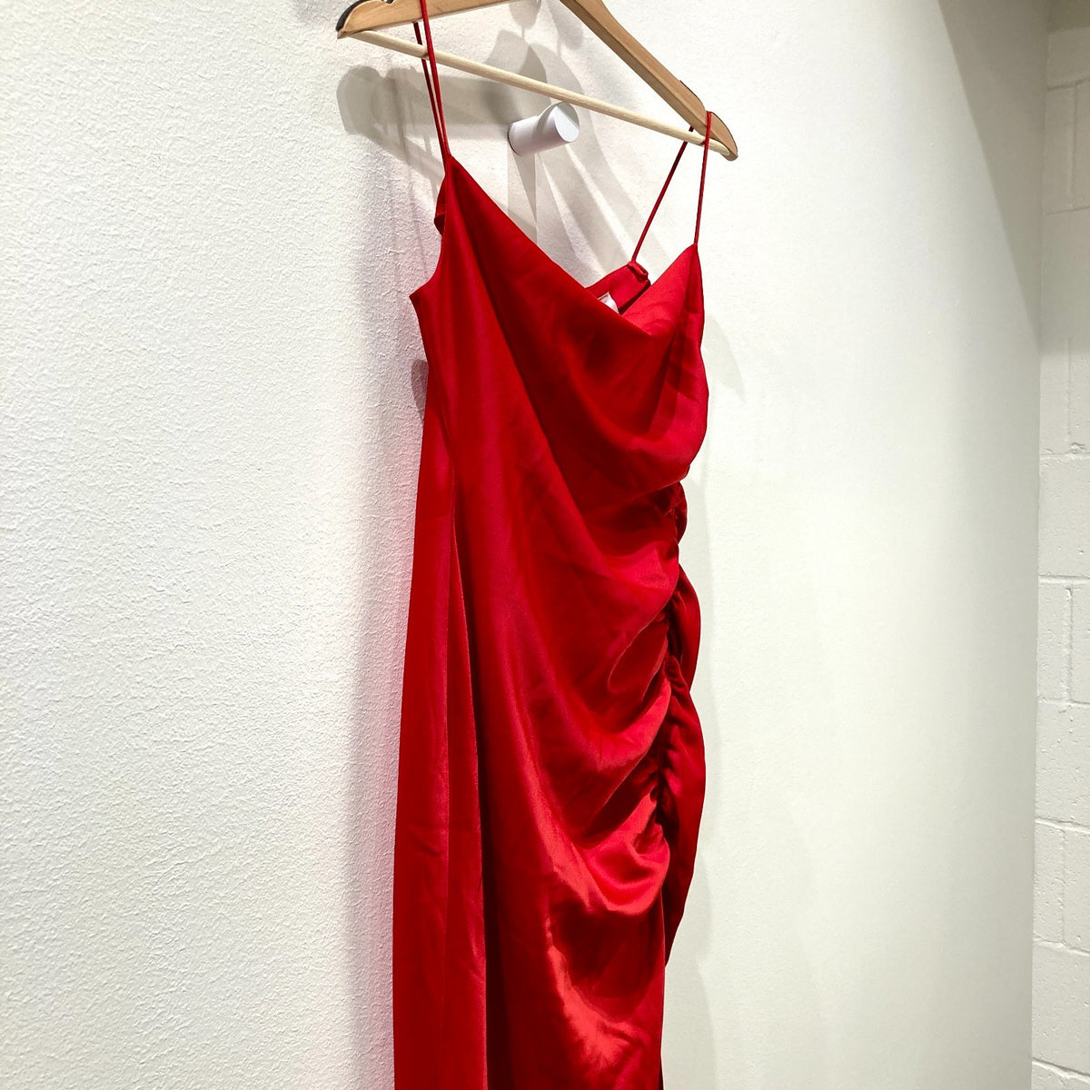 BHLDN Anthropologie $248 Red Ruched Maxi Gown Dress - Size 6 - NEW - 0814JF