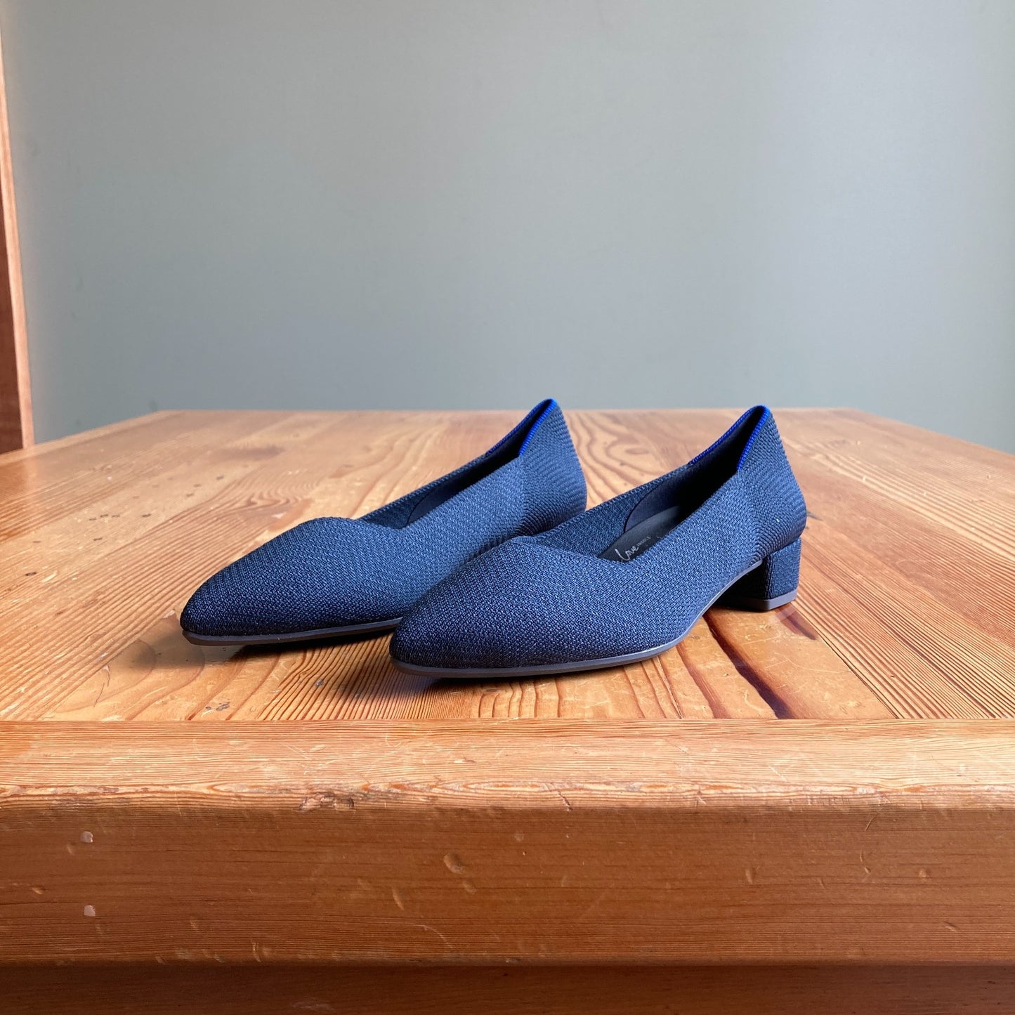 Rothy's Blue Knit The High Point Pointed Toe Heels Shoes - Sz 7 - NEW - 0201EB