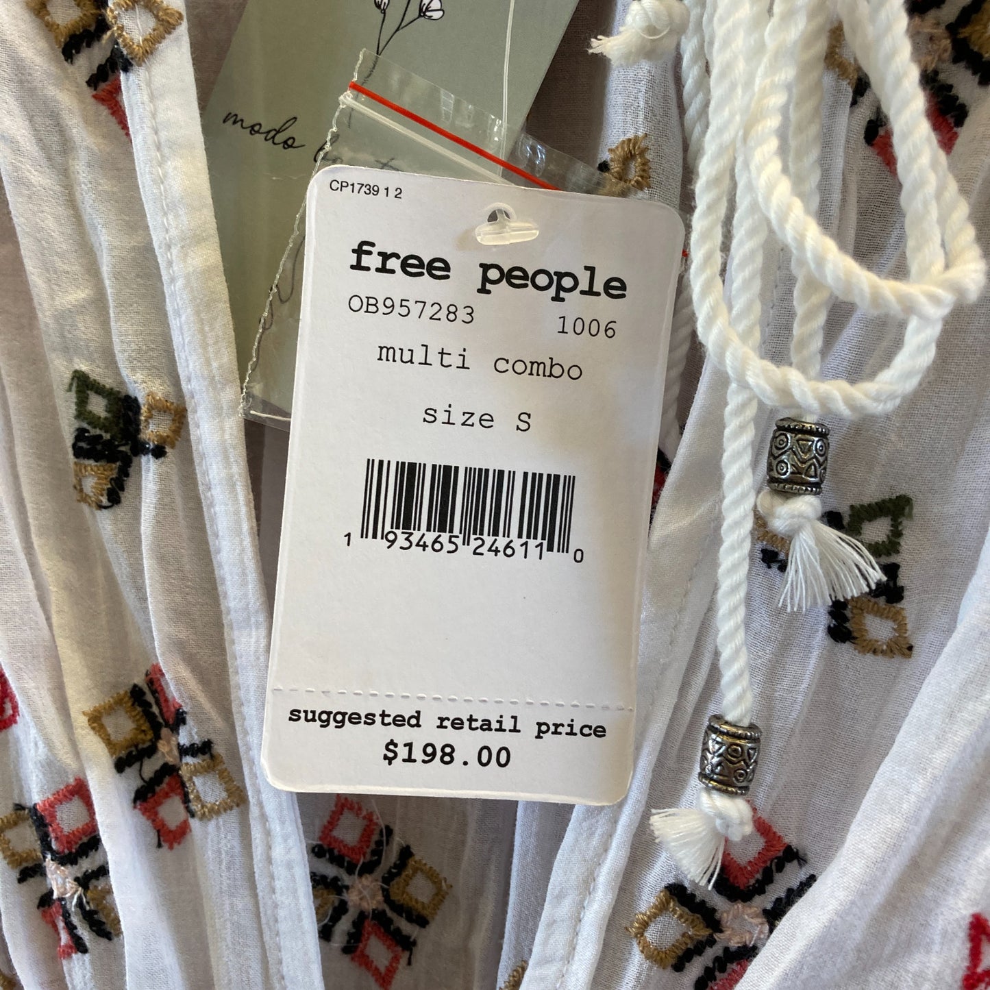 Free People $198 White Embroidered Maxi Duster Dress - Sz S - NEW - 0102AV