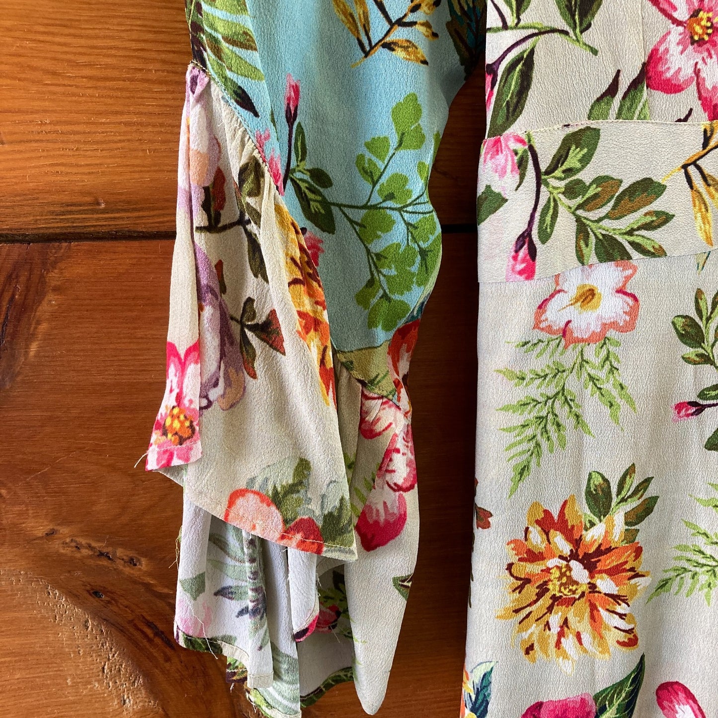 Blank London Anthropologie Floral 3/4 Sleeve Wrap Maxi Ruth Dress - XS - 0715EJ