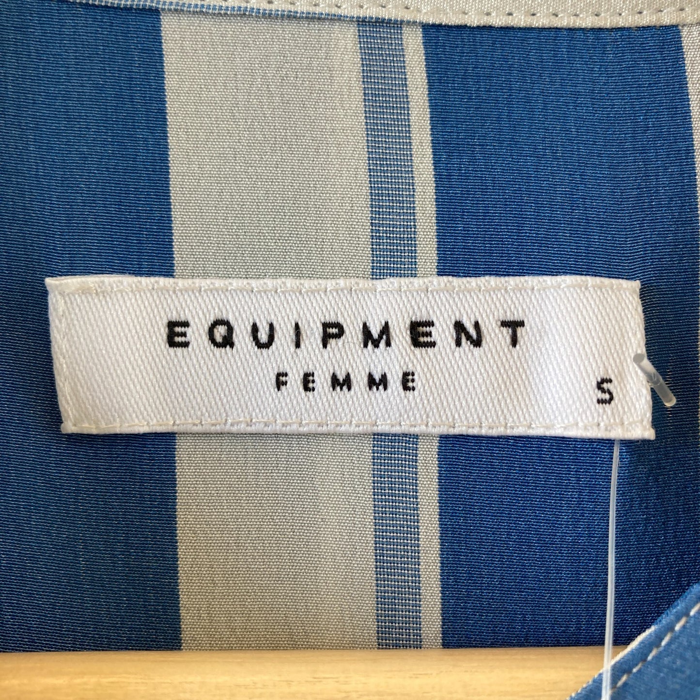 Equipment Blue & White Stripe Button Up Silk Tunic Shirt Dress - Size S - 0920LC