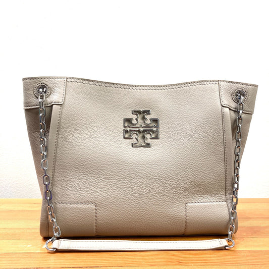 Tory Burch $475 French Gray Britten Satchel Purse Bag NEW - 1017SC